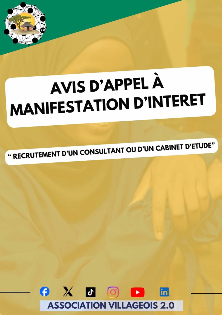 AVIS D'APPEL À MANIFESTATION D'INTERET D'UN CONSULTANT OU CABINET D'ETUDE